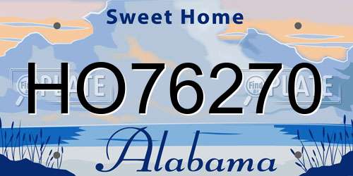 HO76270 Alabama License Plate