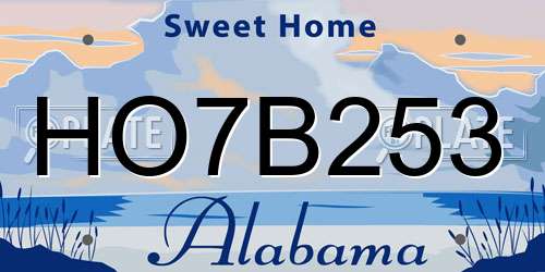HO7B253 Alabama License Plate