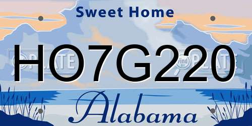 HO7G220 Alabama License Plate