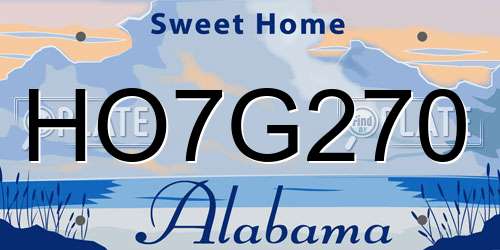 HO7G270 Alabama License Plate