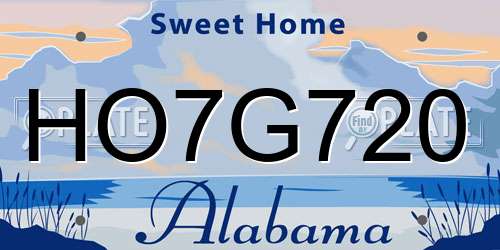 HO7G720 Alabama License Plate