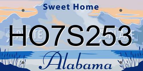 HO7S253 Alabama License Plate