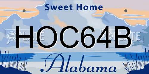 HOC64B Alabama License Plate