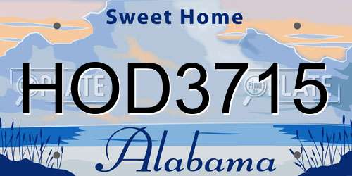 HOD3715 Alabama License Plate