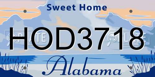 HOD3718 Alabama License Plate