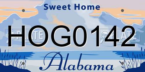 HOG0142 Alabama License Plate