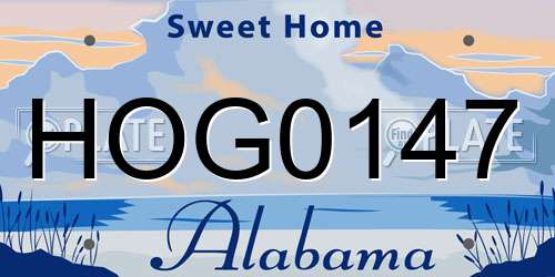 HOG0147 Alabama License Plate
