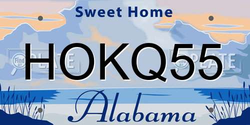 HOKQ55 Alabama License Plate