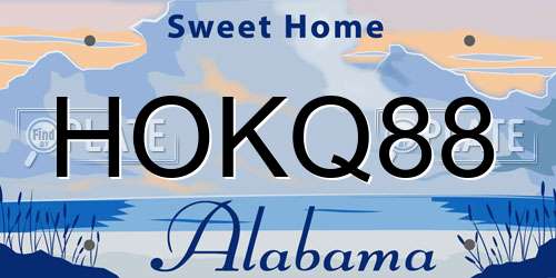 HOKQ88 Alabama License Plate