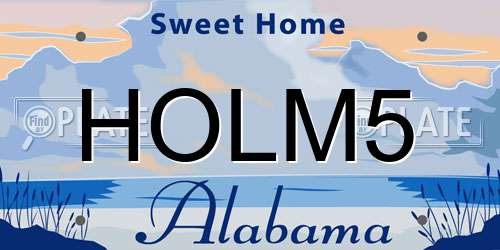 HOLM5 Alabama License Plate