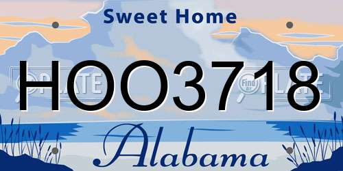 HOO3718 Alabama License Plate