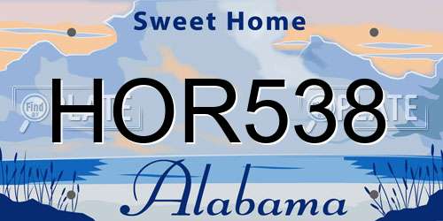 HOR538 Alabama License Plate