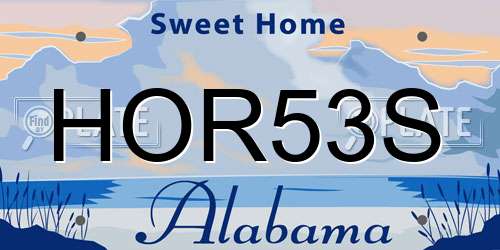 HOR53S Alabama License Plate