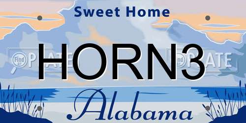 HORN3 Alabama License Plate