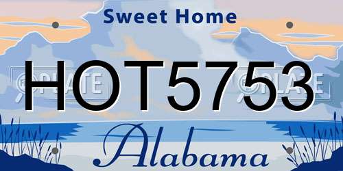 HOT5753 Alabama License Plate