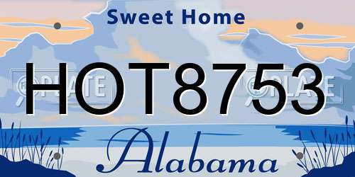 HOT8753 Alabama License Plate