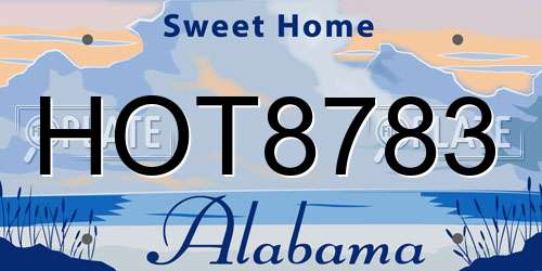 HOT8783 Alabama License Plate