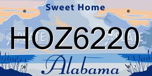 HOZ6220 Alabama License Plate