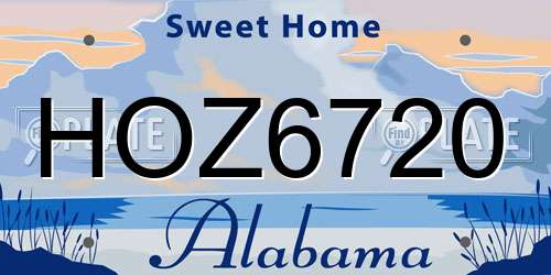 HOZ6720 Alabama License Plate