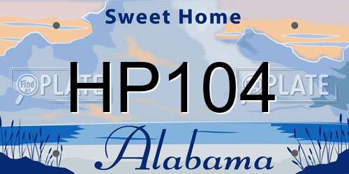 HP104 Alabama License Plate