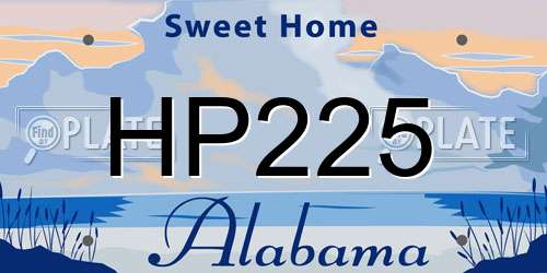 HP225 Alabama License Plate