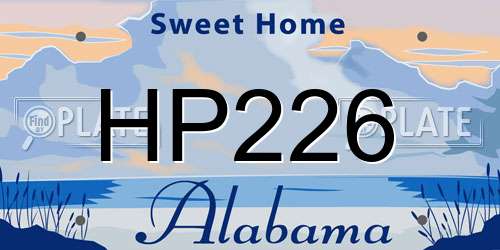 HP226 Alabama License Plate