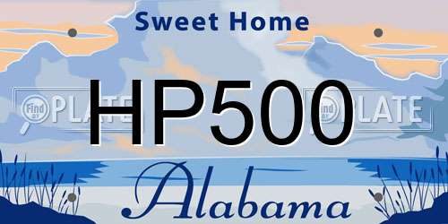 HP500 Alabama License Plate