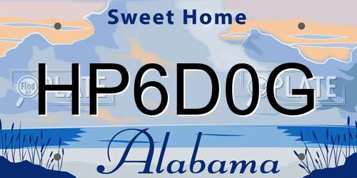 HP6D0G Alabama License Plate