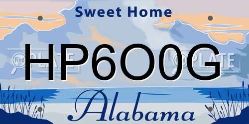 HP6O0G Alabama License Plate