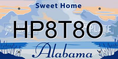 HP8T8O Alabama License Plate