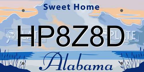 HP8Z8D Alabama License Plate