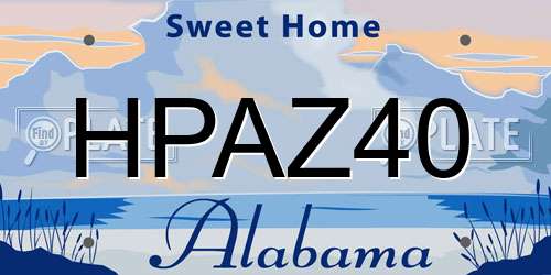 HPAZ40 Alabama License Plate