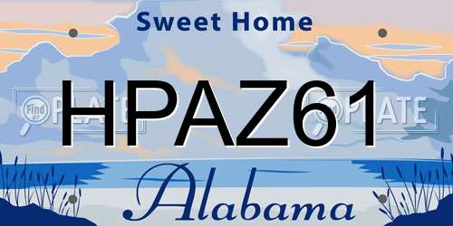 HPAZ61 Alabama License Plate