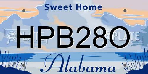 HPB28O Alabama License Plate