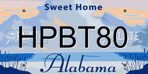 HPBT80 Alabama License Plate
