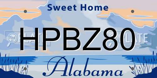 HPBZ80 Alabama License Plate