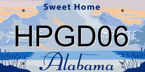 HPGD06 Alabama License Plate