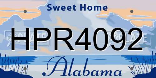 HPR4092 Alabama License Plate