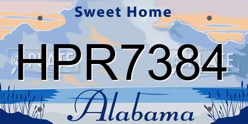 HPR7384 Alabama License Plate