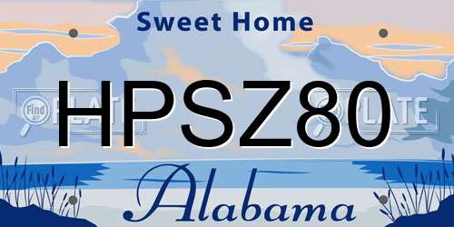 HPSZ80 Alabama License Plate