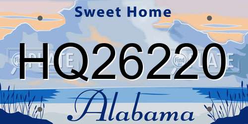 HQ26220 Alabama License Plate