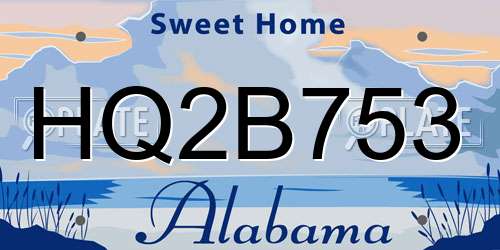 HQ2B753 Alabama License Plate