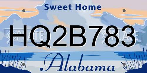 HQ2B783 Alabama License Plate