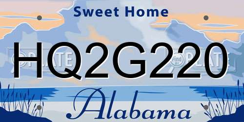 HQ2G220 Alabama License Plate
