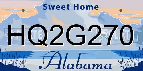 HQ2G270 Alabama License Plate