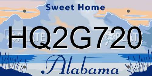 HQ2G720 Alabama License Plate