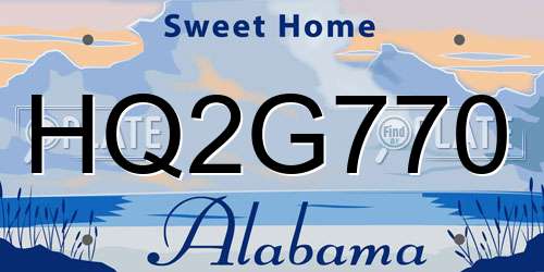 HQ2G770 Alabama License Plate