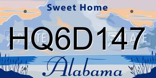 HQ6D147 Alabama License Plate