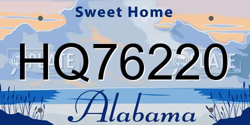HQ76220 Alabama License Plate