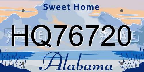 HQ76720 Alabama License Plate